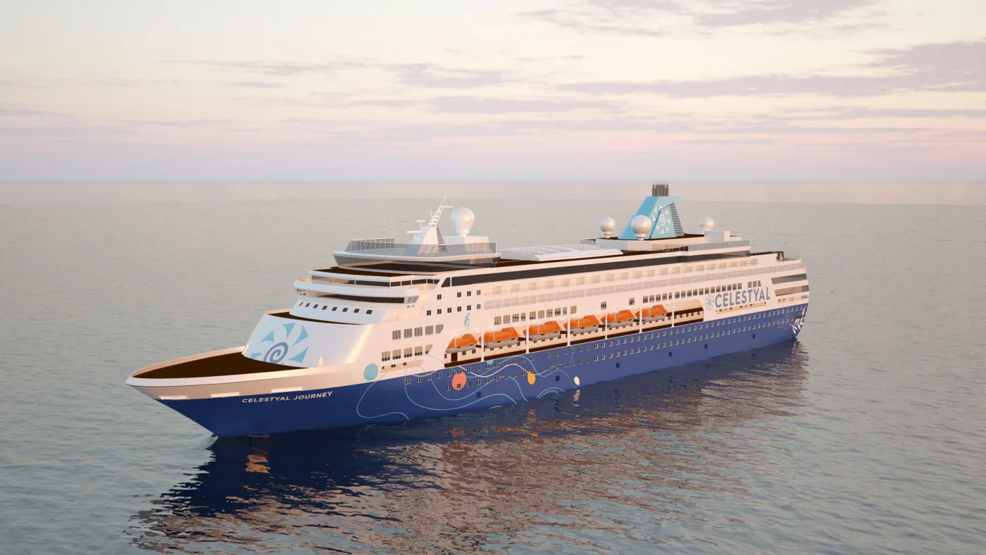 Celestyal Journey at sea off a Greek coast