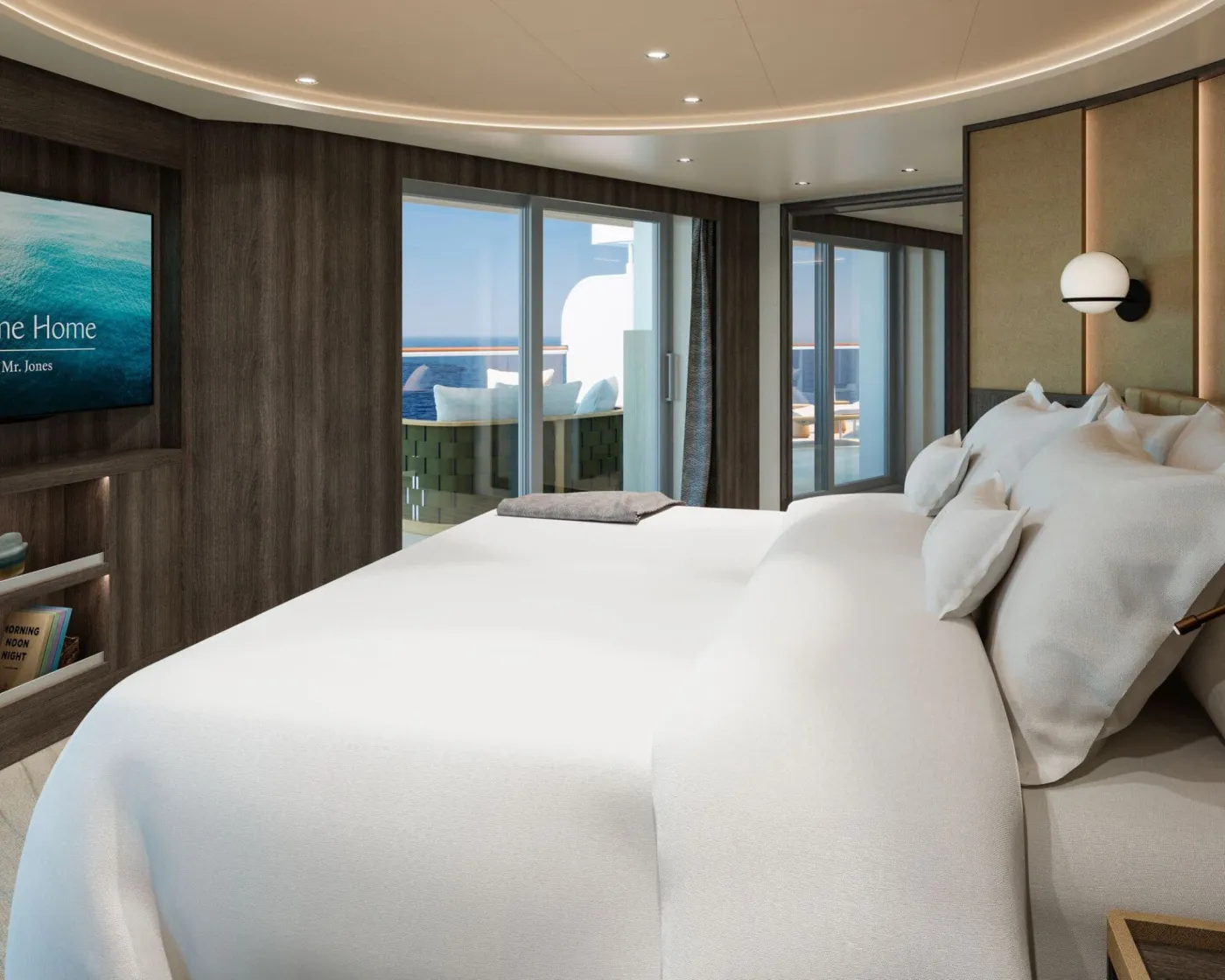 An ocean-front suite on an Explora Journeys ship