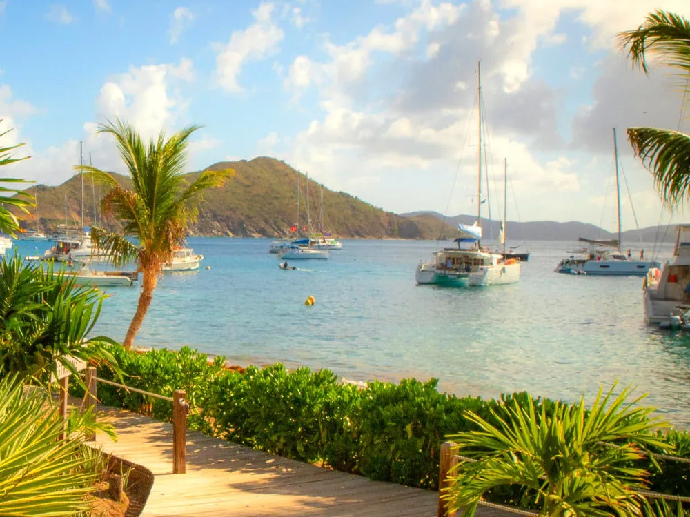 Yachts at anchor in the Caribbean