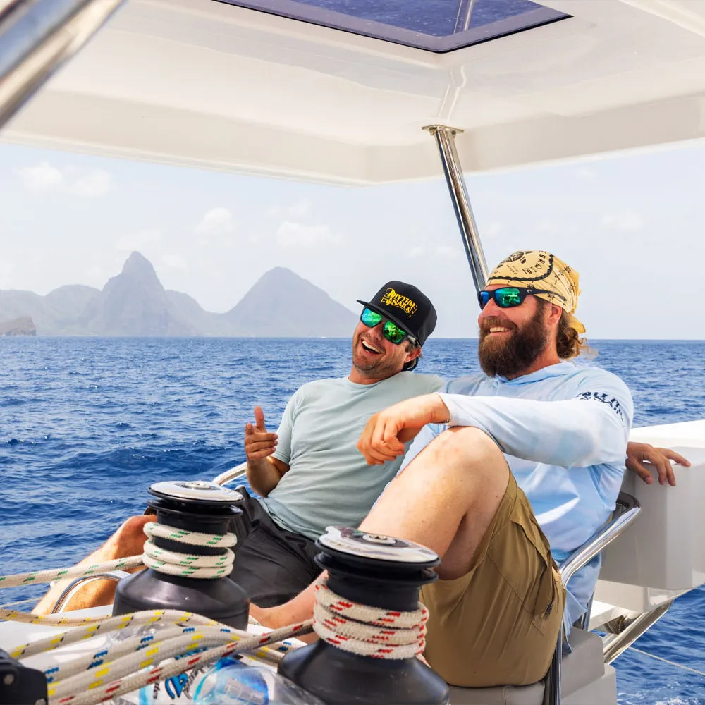 Friends sailing a Moorings yacht