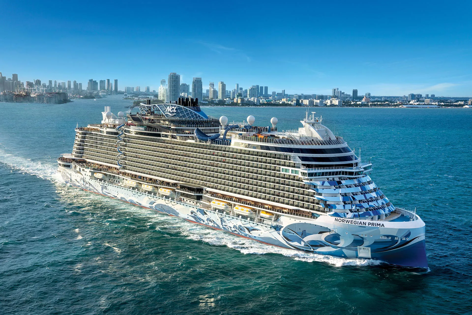 Norwegian Prima at sea off Miami