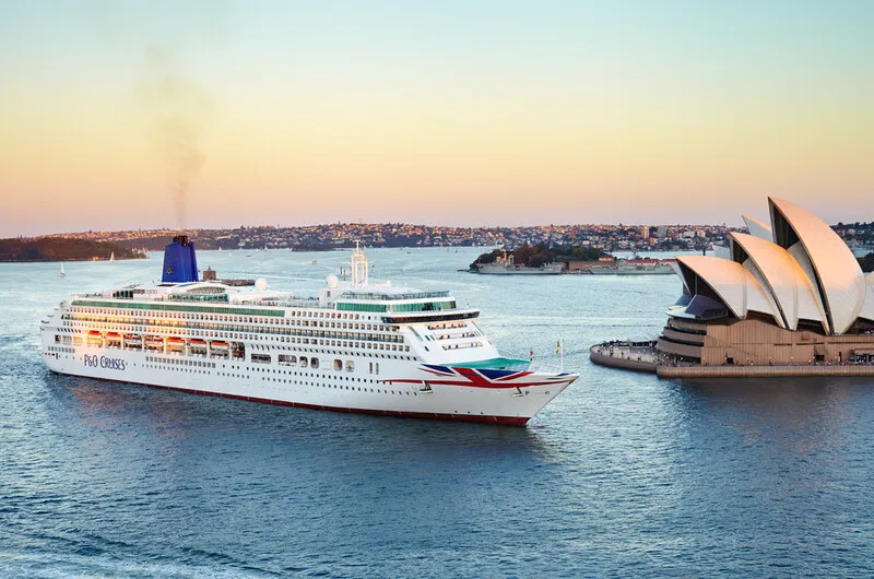 P&O Cruises Aurora beside the Sydney Opera House