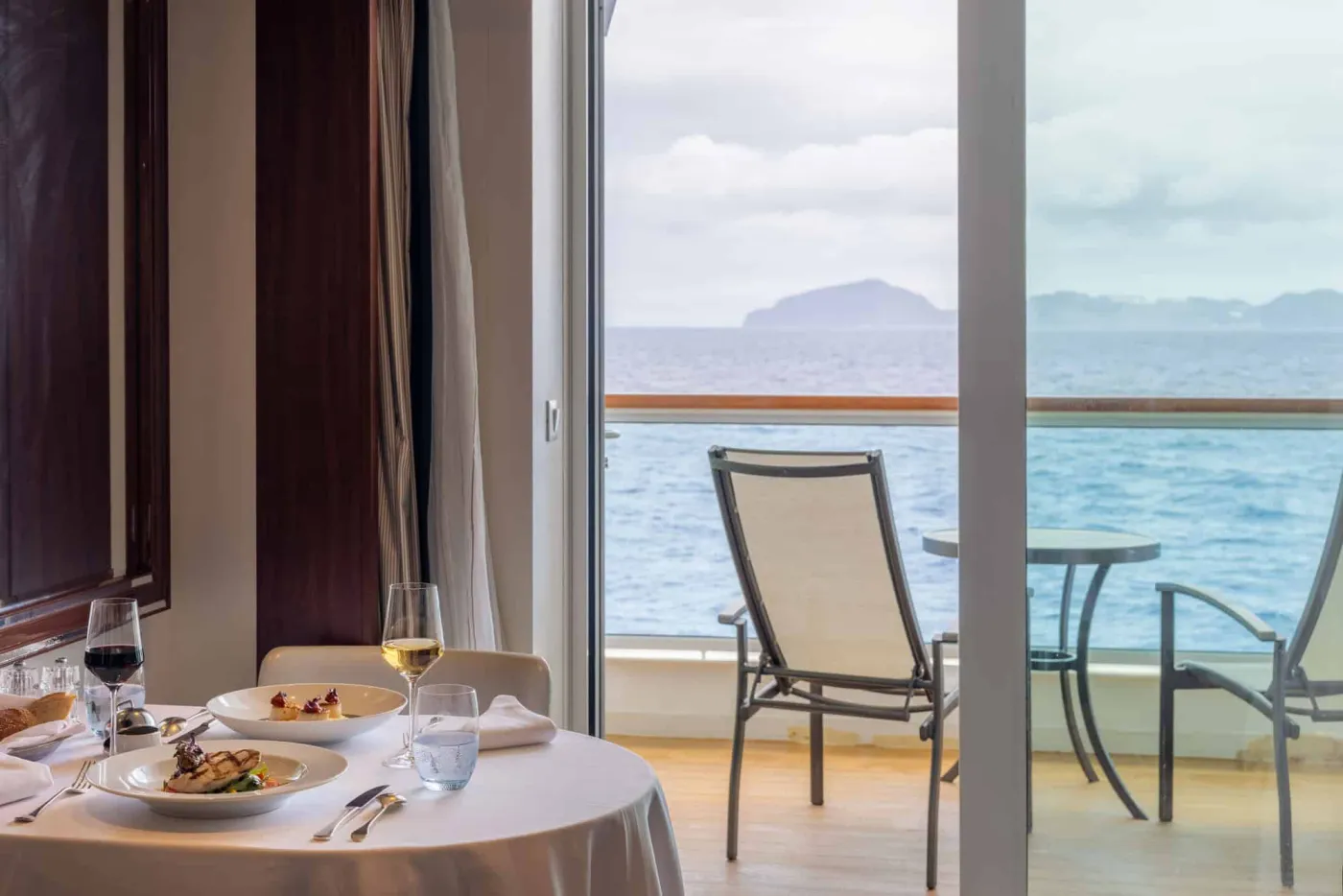 Dinner served in a Seabourn suite