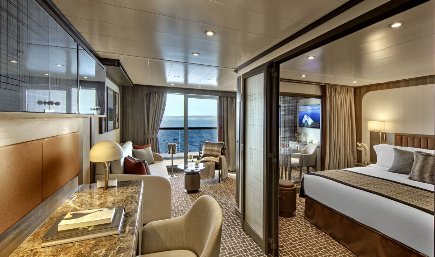 A Seabourn penthouse suite living room